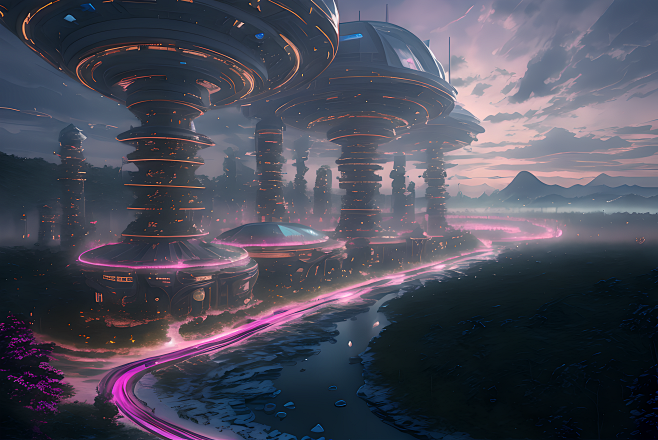 AI科幻未来赛博朋克场景