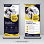 Corporate rollup or x banner design template Premium Vector