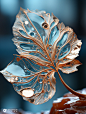 玻璃金属镶边树叶艺术品创作灵感Midjourney关键词描述咒语-ai宇宙吧