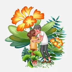可商用国际接吻日互相的男女接吻图片大小2000x2000px 图片尺寸2.69 MB 来自PNG搜索网 pngss.com 免费免扣png素材下载！国际#国际接吻日#接吻#可商用#男女#日素#手绘#鲜花#装饰图案#