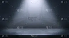 黑色和蓝色抽象水泥墙和工作室房间，聚光灯照明，和内部纹理展示产品。背景墙