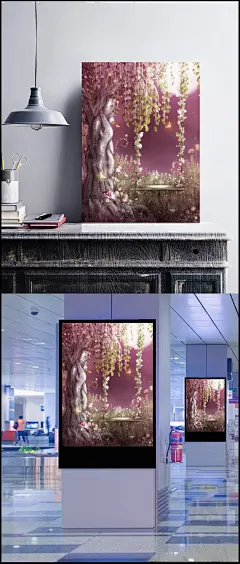 梦幻粉色花树海报背景|梦幻,粉色,花树,海报,背景,卡通/手绘,背景元素