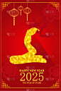 春节,蛇,式样,2025,传统,红色,贺卡,设计元素,庆祝