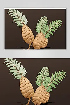 AI数字艺术天麻中草药药材插画-众图网
