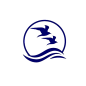 蓝色圆形波浪燕子图案标志免抠素材免费下载