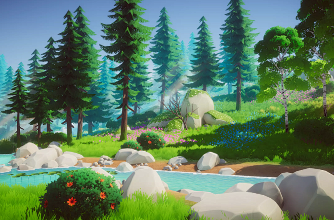 Unity U3D AZURE Nature1.1.1 风格化四季蔚蓝自然场景模型素材-淘宝网