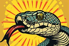 张嘴蛇年蛇年漫画风插画