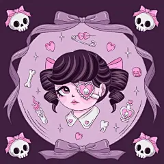 emo忧郁丧女孩插画矢量图设计素材