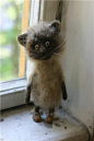 Needle felted cat by Pixy69.