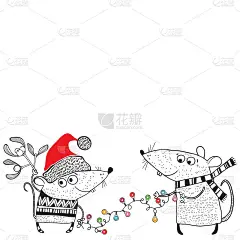 New year background with cute cartoon rats, garlan