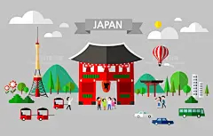 世界各地景点折纸风格手绘插画世界建筑主体手绘插图插画AI格式