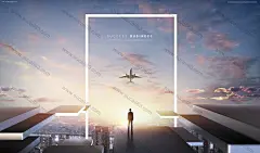 漂浮物体西装男士城市飞机商务合成海报图片海报设计商务海报首页素材