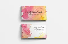 水彩艺术名片模板 Watercolor Artist Business Card Template-样机模版-美工云(meigongyun.com)