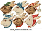 Clip Art of Victorian Die Cut Illustration of Rabbit Heads ...