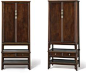 A PAIR OF HUANGHUALI ROUND-CORNER TAPERED CABINETS ON STANDS, YUANJIAOGUI<br>LATE MING DYNASTY | lot | Sotheby&#;39s