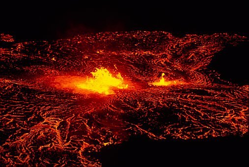 火山, 岩浆, 喷发, 夜, 热, 流,...