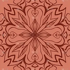 东方花卉图案。曼荼罗的设计。矢量插图。手绘万花筒背景。红砖色