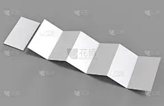 Accordion fold vertical brochure, twelve page leaflet or brochure mockup, concertina fold. blank white 3d render illustration.