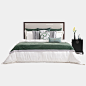 现代简约中式绿色床品样板房酒店床上用品双人枕全套家纺简约床品-淘宝网