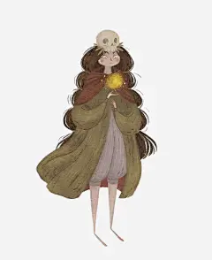 魔法少女_新图网 https://ixintu.com 插画 卡通 手绘 女孩 魔幻 长发 童话