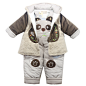 卡乐吉瑞比 2013新款冬装 宝宝婴儿棉衣 熊猫之家连帽背带棉衣套