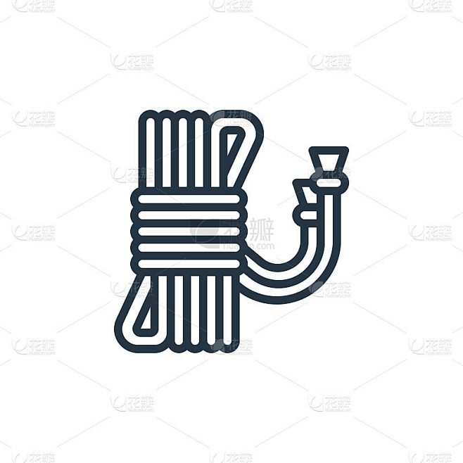 绳子矢量图标隔离在白色背景上。轮廓线，细绳图标，用于网站设计和移动，应用程序开发。细线绳轮廓图标矢量