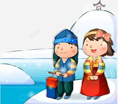 冰雪男孩与女孩矢量图 平面电商 创意素材