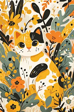 可爱猫咪动物插画图片