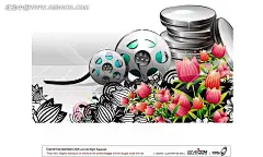 手绘时尚花纹装饰闪亮影视电影带背景素材|潮流元素|底纹|花纹|精美花朵|卷草|闪亮|矢量素材|手绘|藤蔓|绚丽
