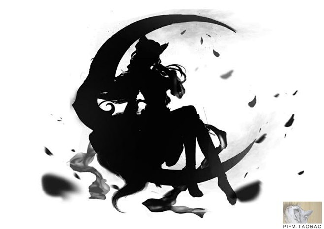 古风黑白水墨国风武侠仙侠侠客游戏形象剪影...