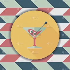 万圣节鸡尾酒与长影子的图标，eps10