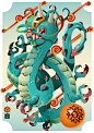 The Tiger and The Dragon : The Tiger and The Dragon are a Vector personal Project. Exploring the oriental philosophy of The Tao embodies the duality of the universe and the enlivening chi at work to balance opposing forces. Chinese mythology expresses two
