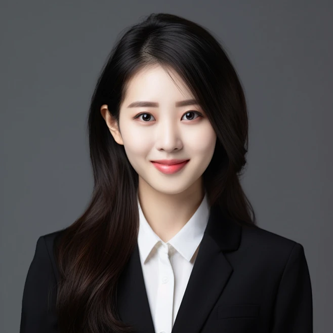 女性证件照，灰底 -花瓣网