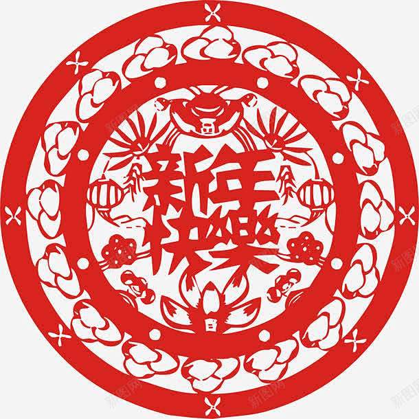 中国风新年快乐剪纸高清素材网页设计图片免费下载页面网页平面电商