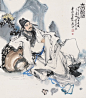 伍启中山水人物画欣赏