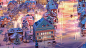Two Queens cities map night, Arseniy Chebynkin : Two Queens cities map night version
Backgrounds done for 『Shining Nikki』 game developed by Paper Games.
Background illustrations may be little different/modified for the sake of unified hues in the game, ho