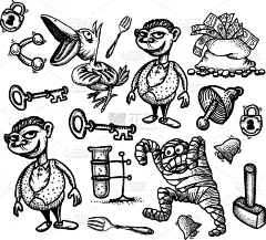 四方连续纹样,卡通,可爱的,化学制品,木乃伊化的,男人,图像,壁纸,性格,装饰