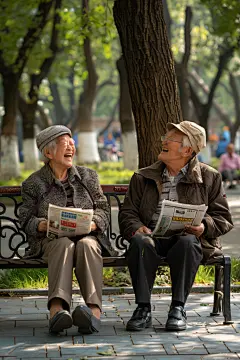 休闲老人看报纸图片