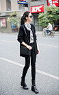 #服装搭配# 休闲风格,娃娃衫,针织衫,衬衫,开衫搭配#铅笔裤#+短靴 