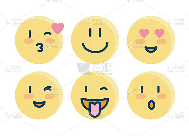 一组表情，黄色的图标