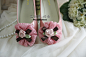 新款手工订制粉色心形玫瑰蕾丝白色单鞋秋鞋伴娘鞋韩版平跟结婚鞋-淘宝网
