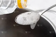 醋,金属,汤匙,碗,在上面,焙碱,肥皂泡,酸,湿,苏打