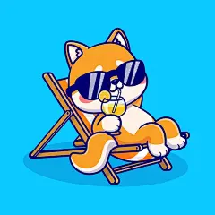小狗柴犬躺椅卡通插画矢量图设计素材