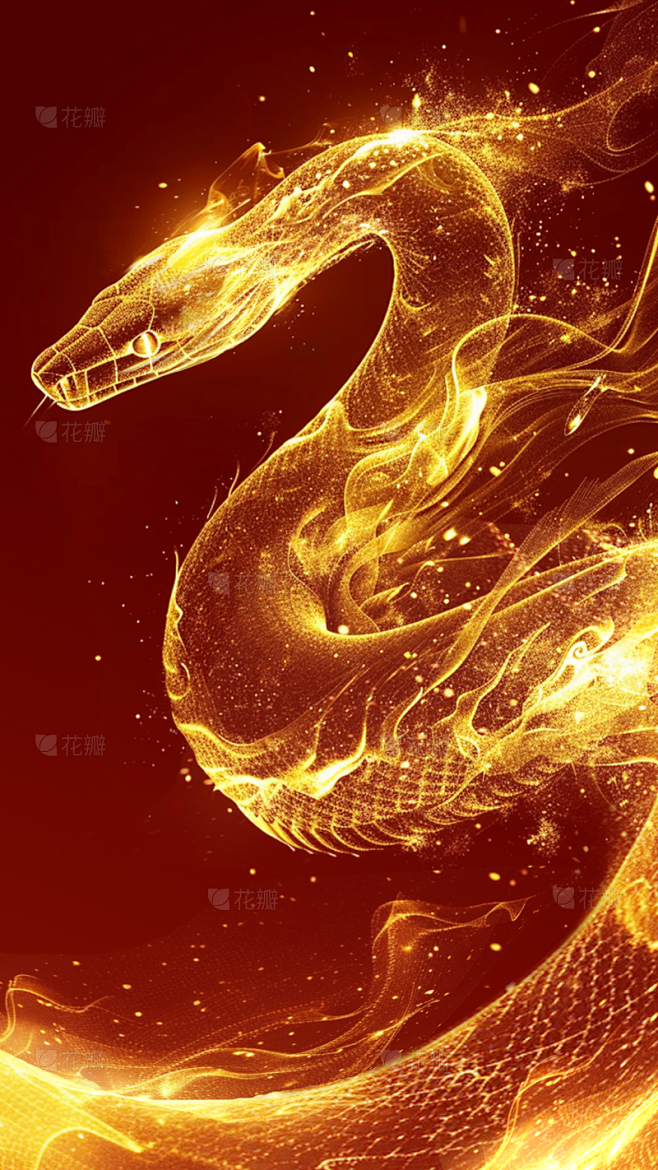 蛇年春节粒子光效蛇纹背景图片