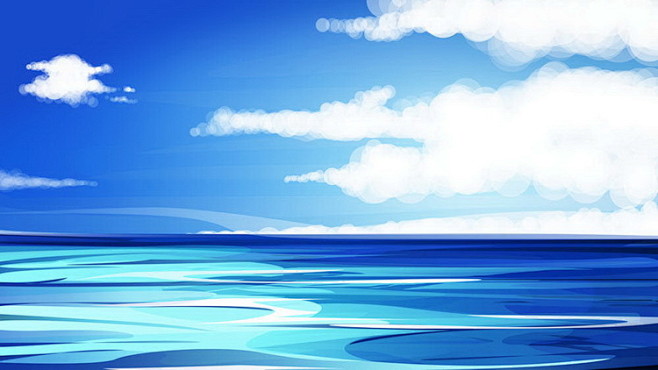 唯美插画创意鲸鱼天空地产湖景树林山脉卡通...