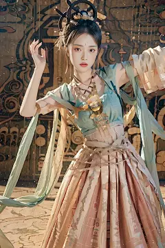 AI绘画-红色汉服小姐姐-今日头条
