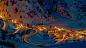 General 1920x1080 village road trees snow hairpin turns lights night long exposure mountain pass Austria