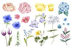 插画花卉元素  - 源文件下载【酷图网】水彩花草,手绘花草,花草插画,花环,花束,花卉装饰,水彩花卉,花卉图案,玫瑰花,手绘植物,婚礼元素,爱情元素,节日花朵,水粉花朵,插画插图,设计,生物世界,花草,AI