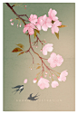 春 帆 二 三，
山 影 浸 绿。
鹤 鸣 九 皋，
云 亭 孤 啸。
#画笔下的奇思妙想#
#插画# ​​​​