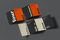 Four Fold A5 Brochure Mockup 8款A5四折页宣传单手册邀请函贺卡设计贴图ps样机素材展示效果图 - UIGUI
